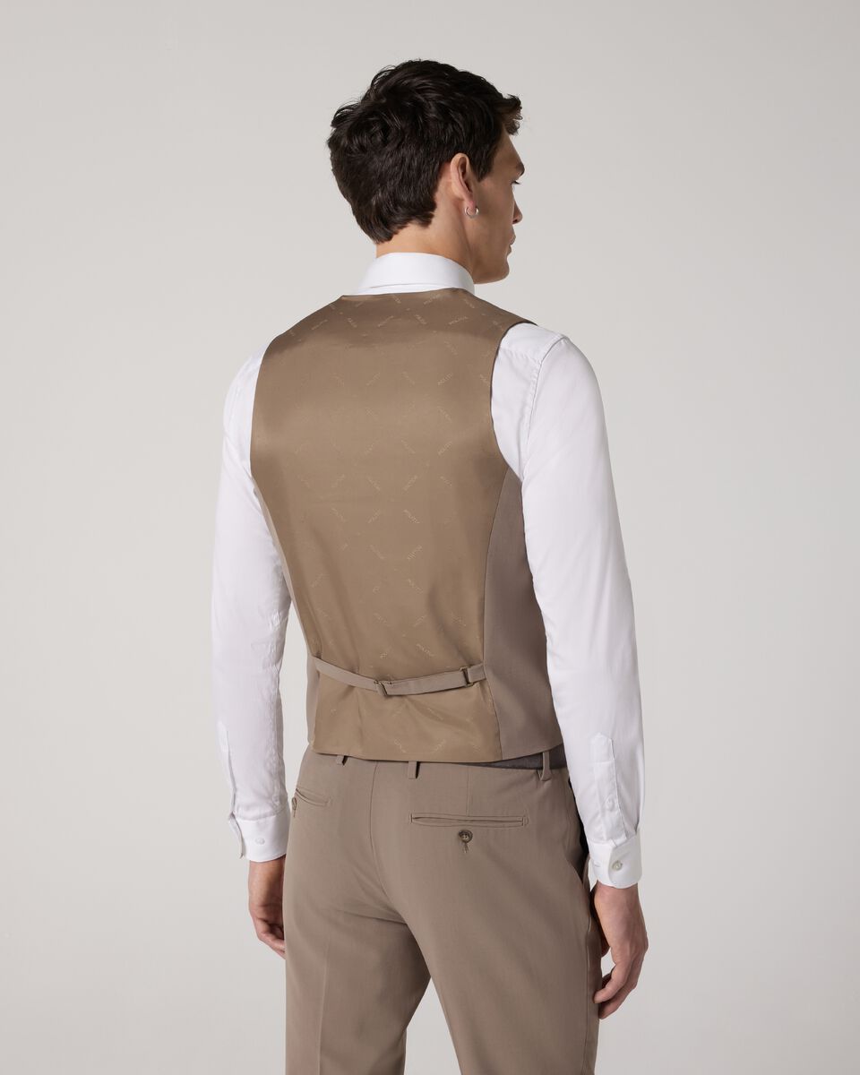 Wool Blend Tailored Vest, Mushroom, hi-res